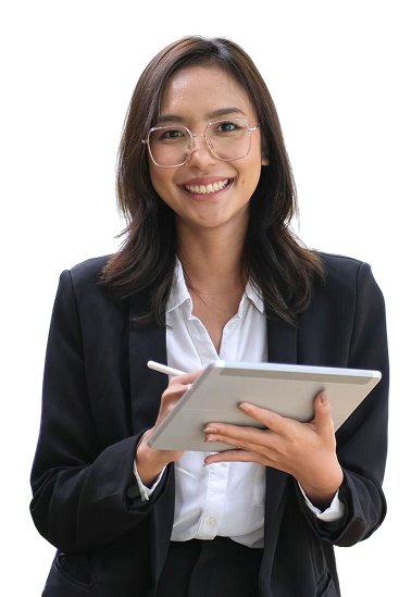 Vertical portrait young successful woman employee entrepreneur office hall tutor carry laptop