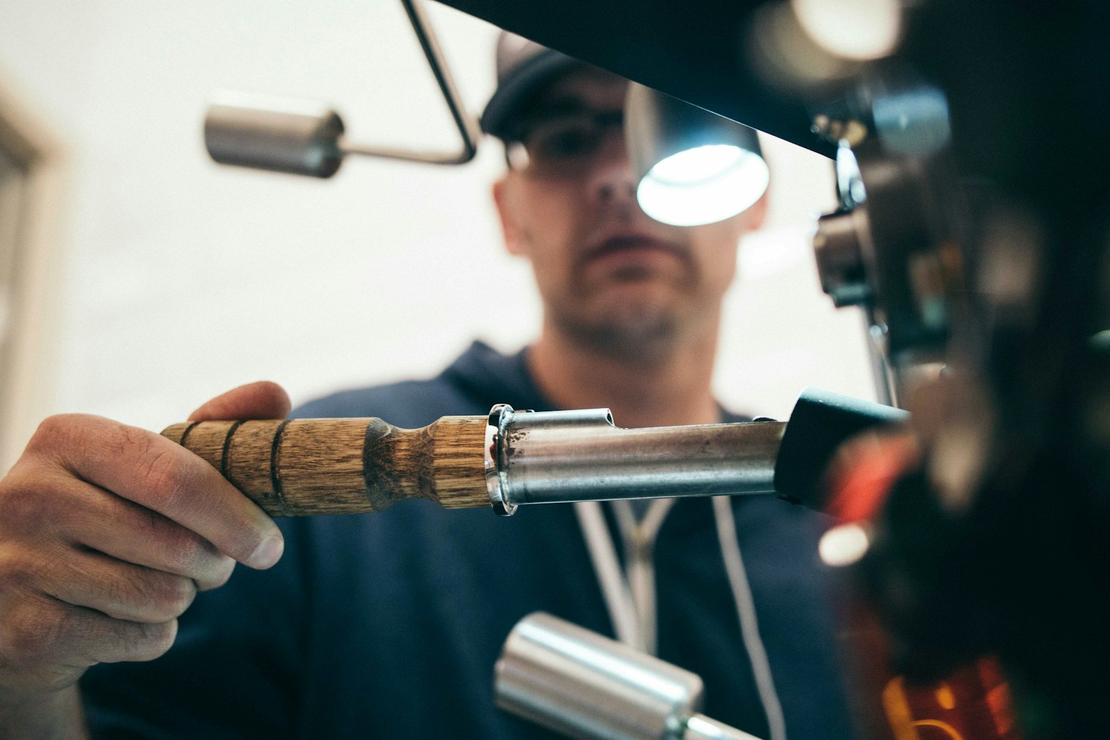 Contractor soldering a copper pipe joint