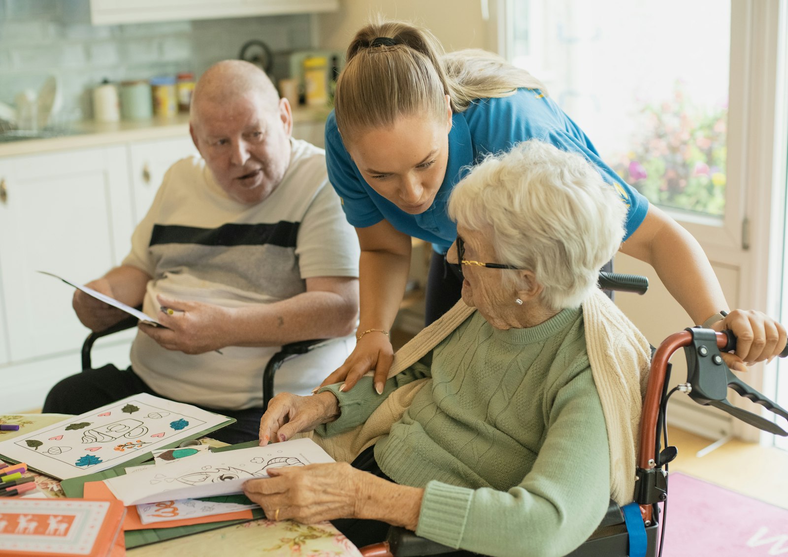 Caregiver assisting a senior client